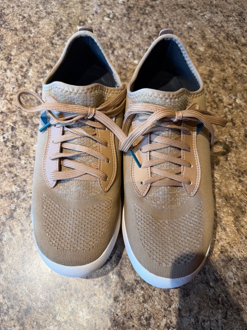 Vessi Unisex Knit Lace-Up Sneakers in Tan